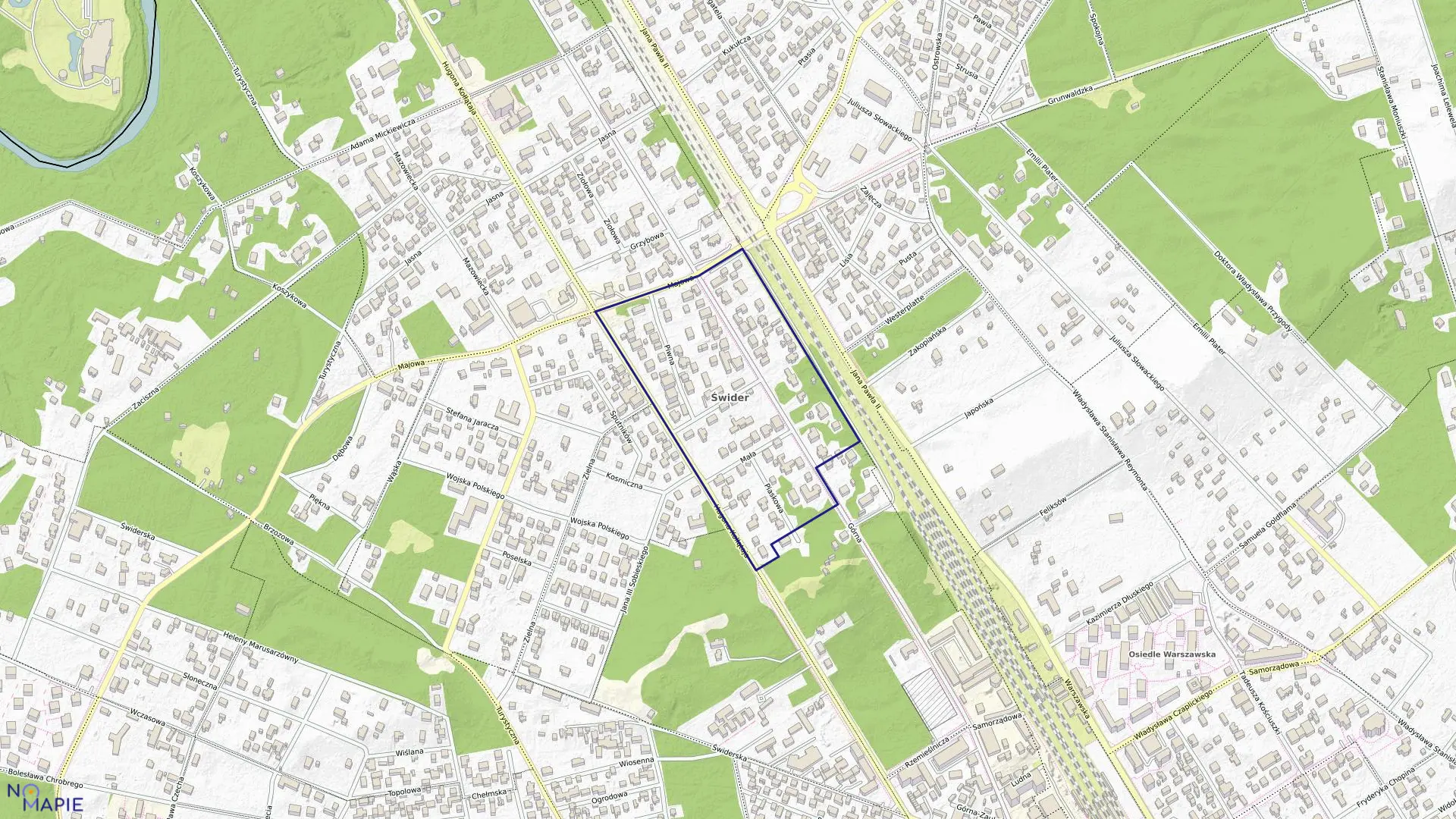 Mapa obrębu 10 w mieście Otwock