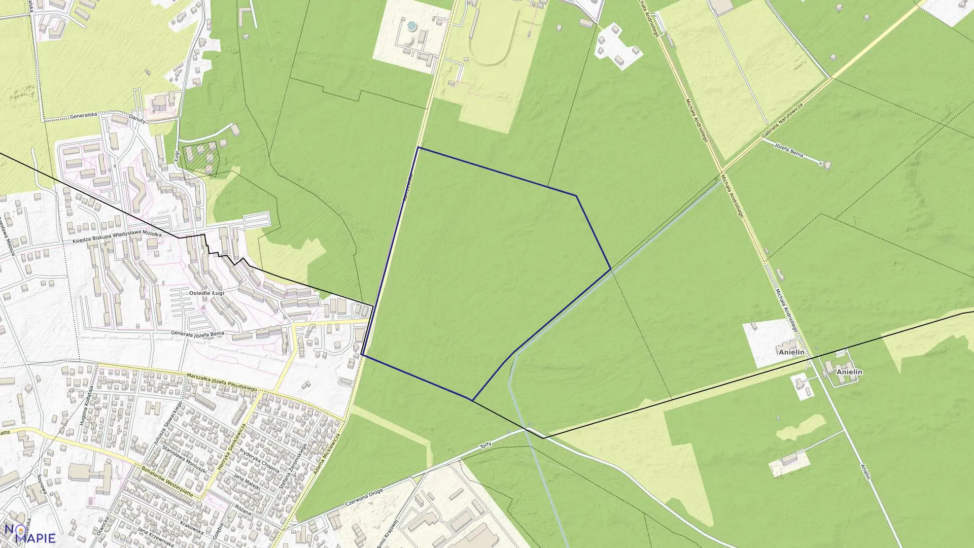 Mapa obrębu 141 w mieście Otwock