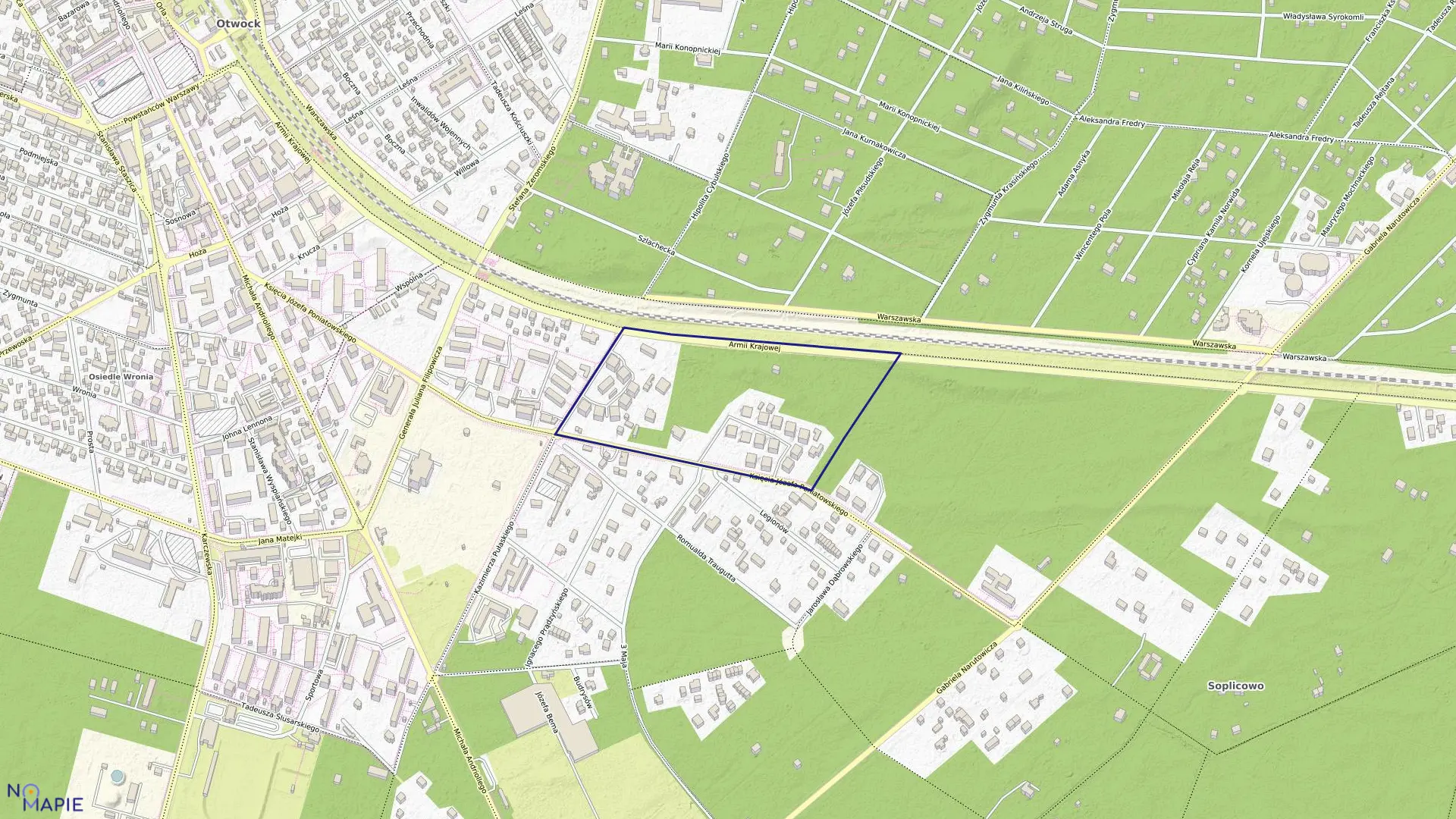 Mapa obrębu 142 w mieście Otwock