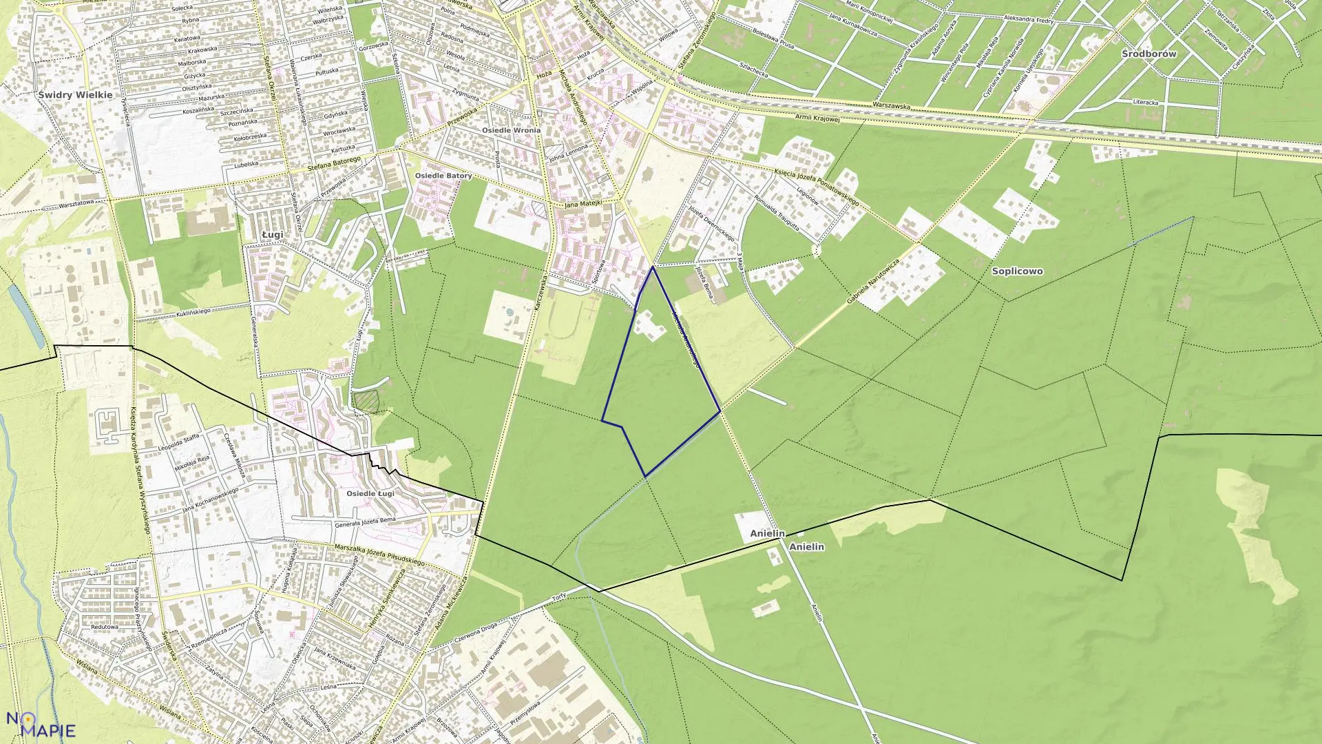 Mapa obrębu 145 w mieście Otwock