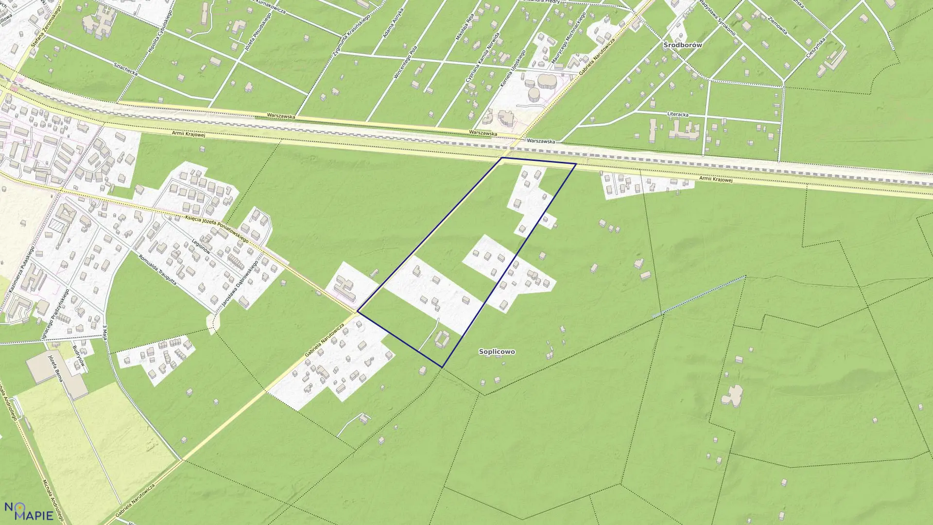 Mapa obrębu 152 w mieście Otwock