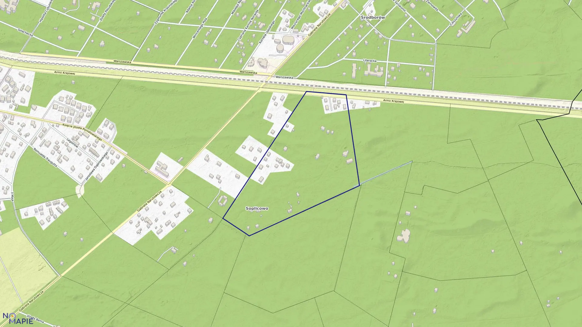 Mapa obrębu 156 w mieście Otwock