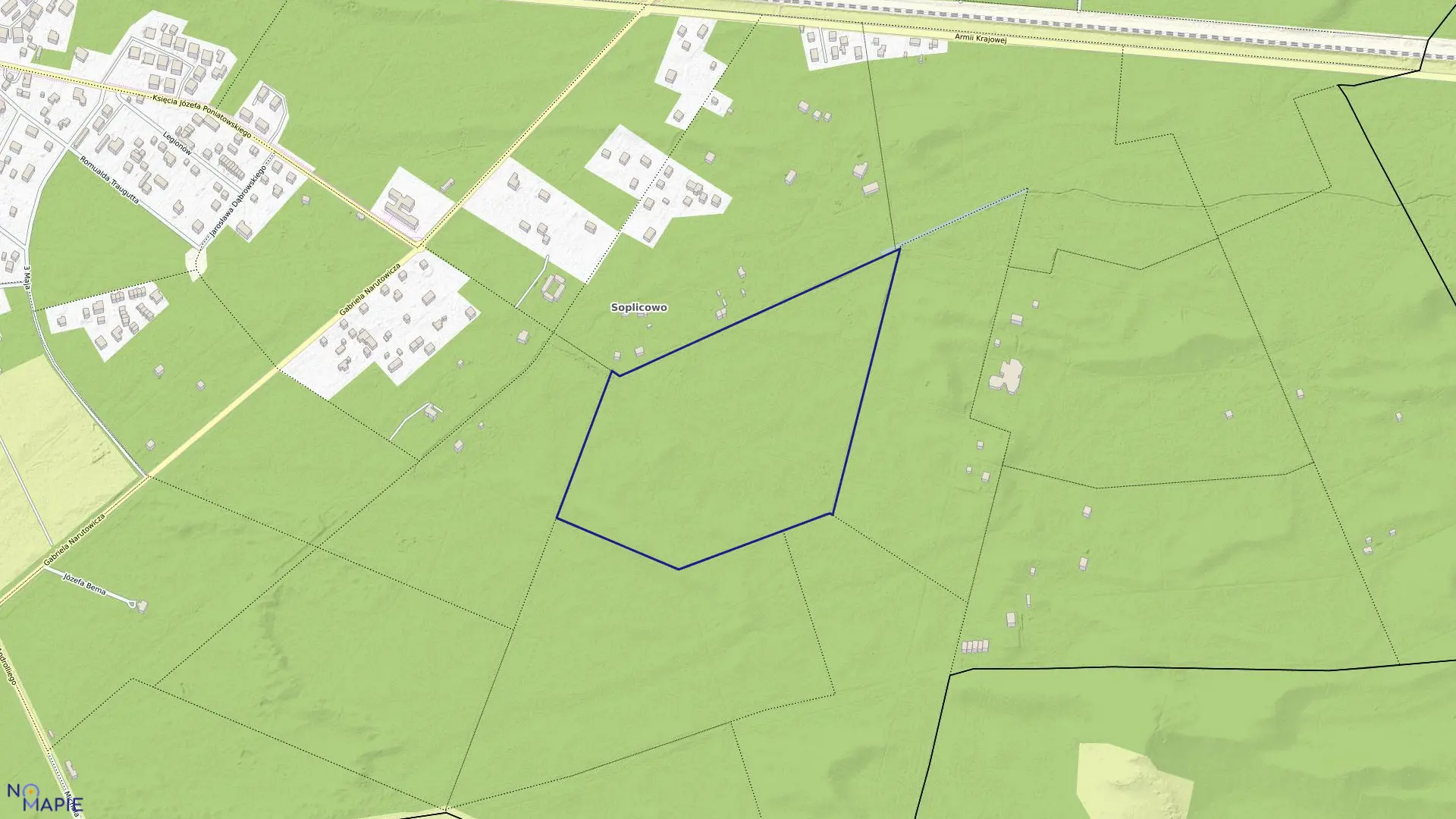 Mapa obrębu 157 w mieście Otwock