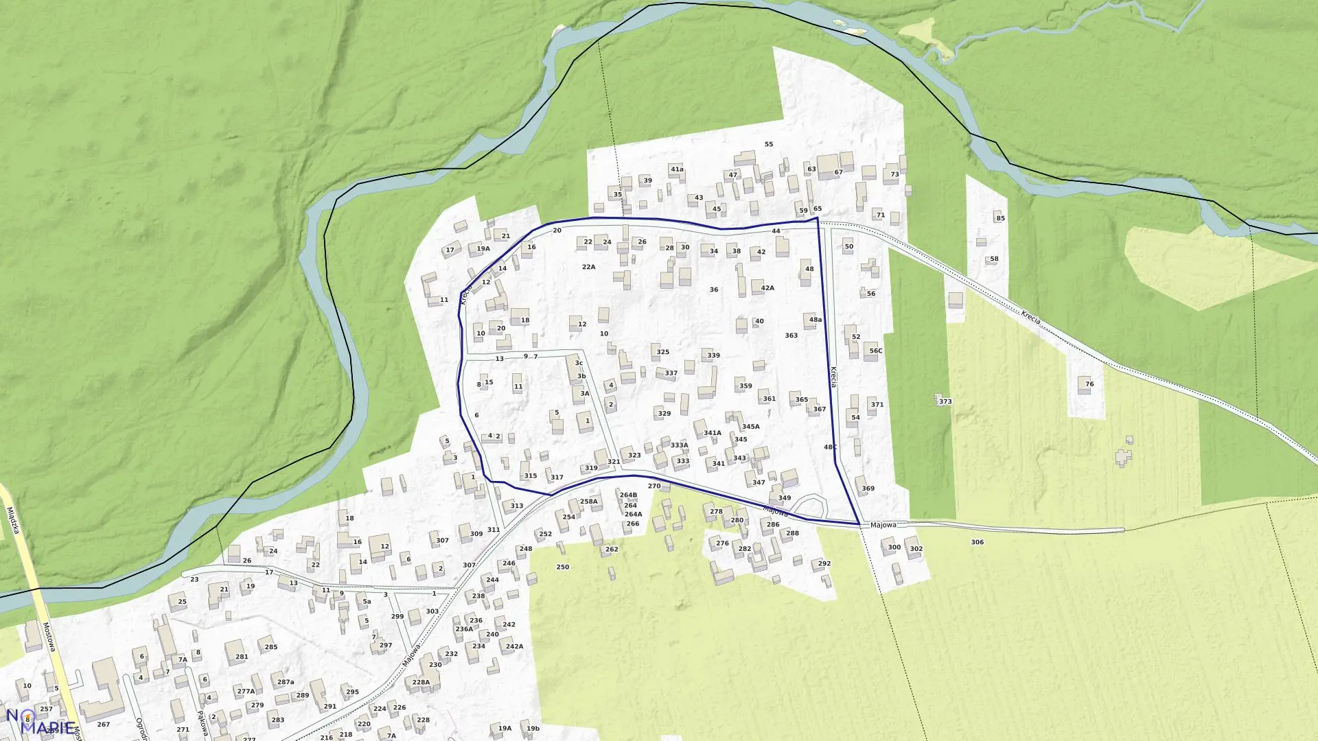 Mapa obrębu 206 w mieście Otwock