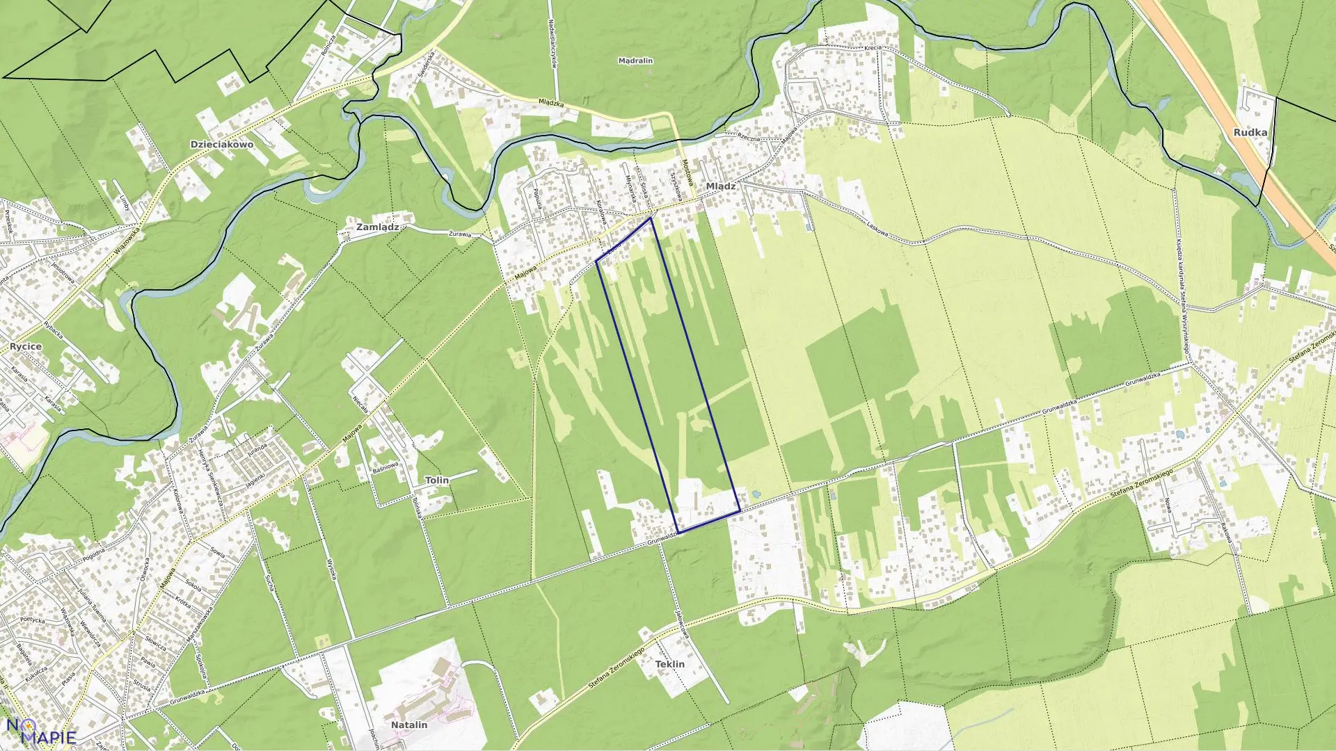 Mapa obrębu 211 w mieście Otwock