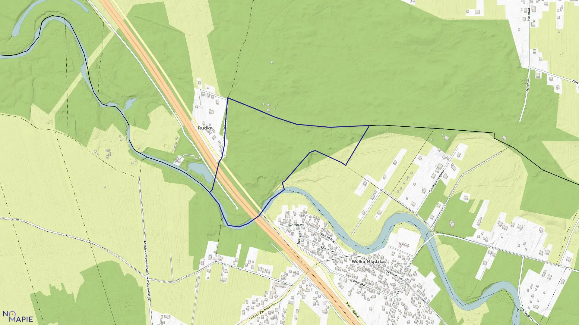 Mapa obrębu 222 w mieście Otwock