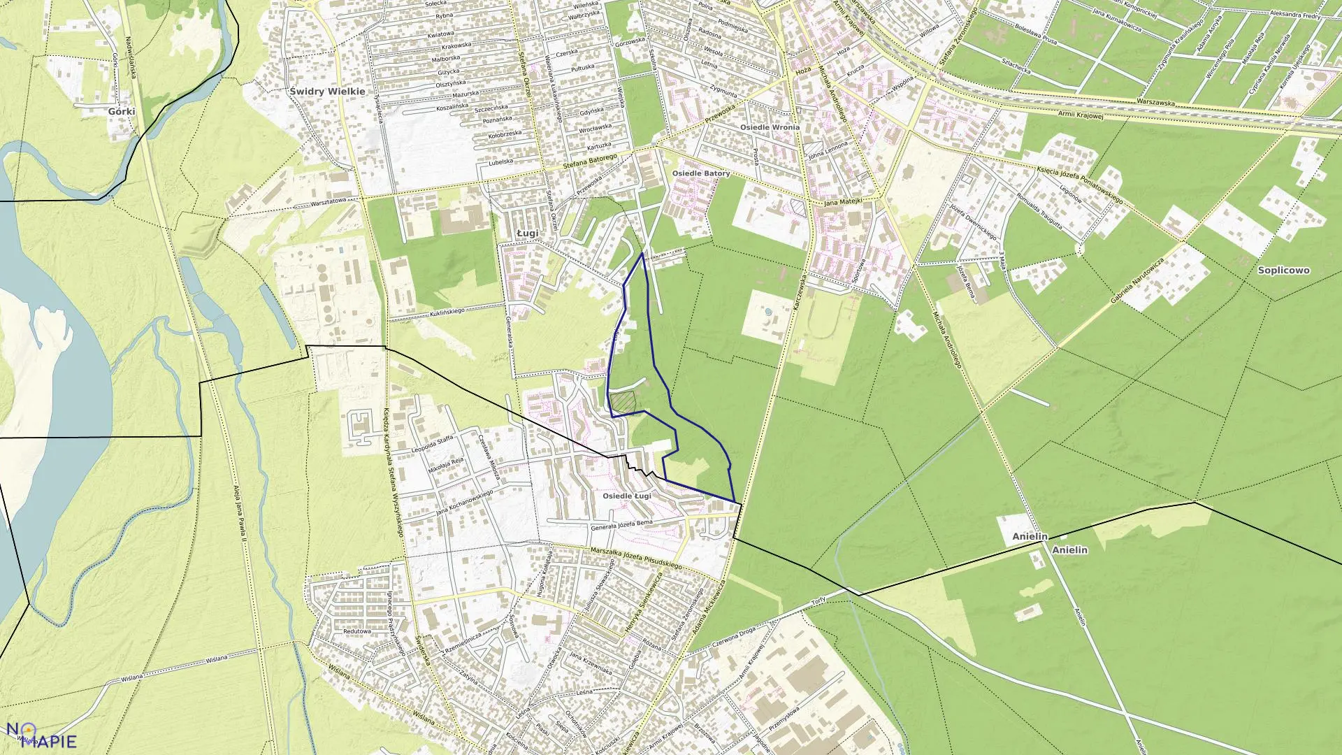 Mapa obrębu 29 w mieście Otwock