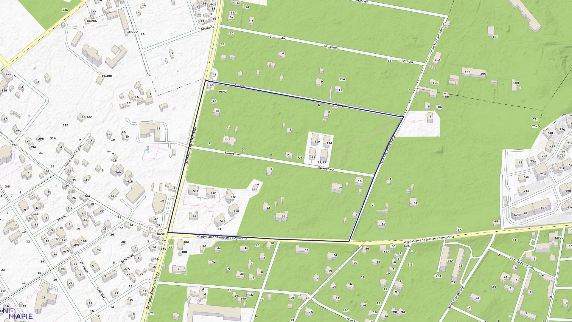 Mapa obrębu 53 w mieście Otwock