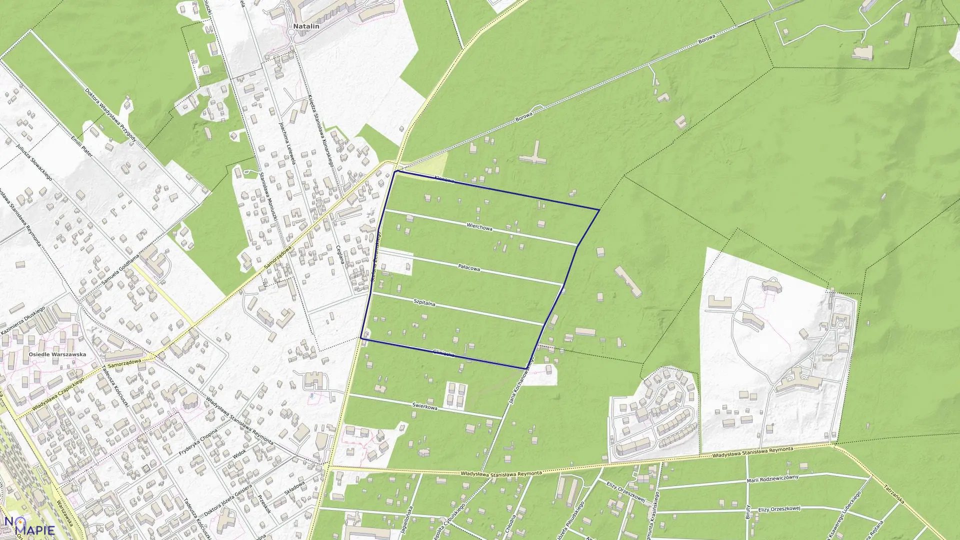 Mapa obrębu 54 w mieście Otwock