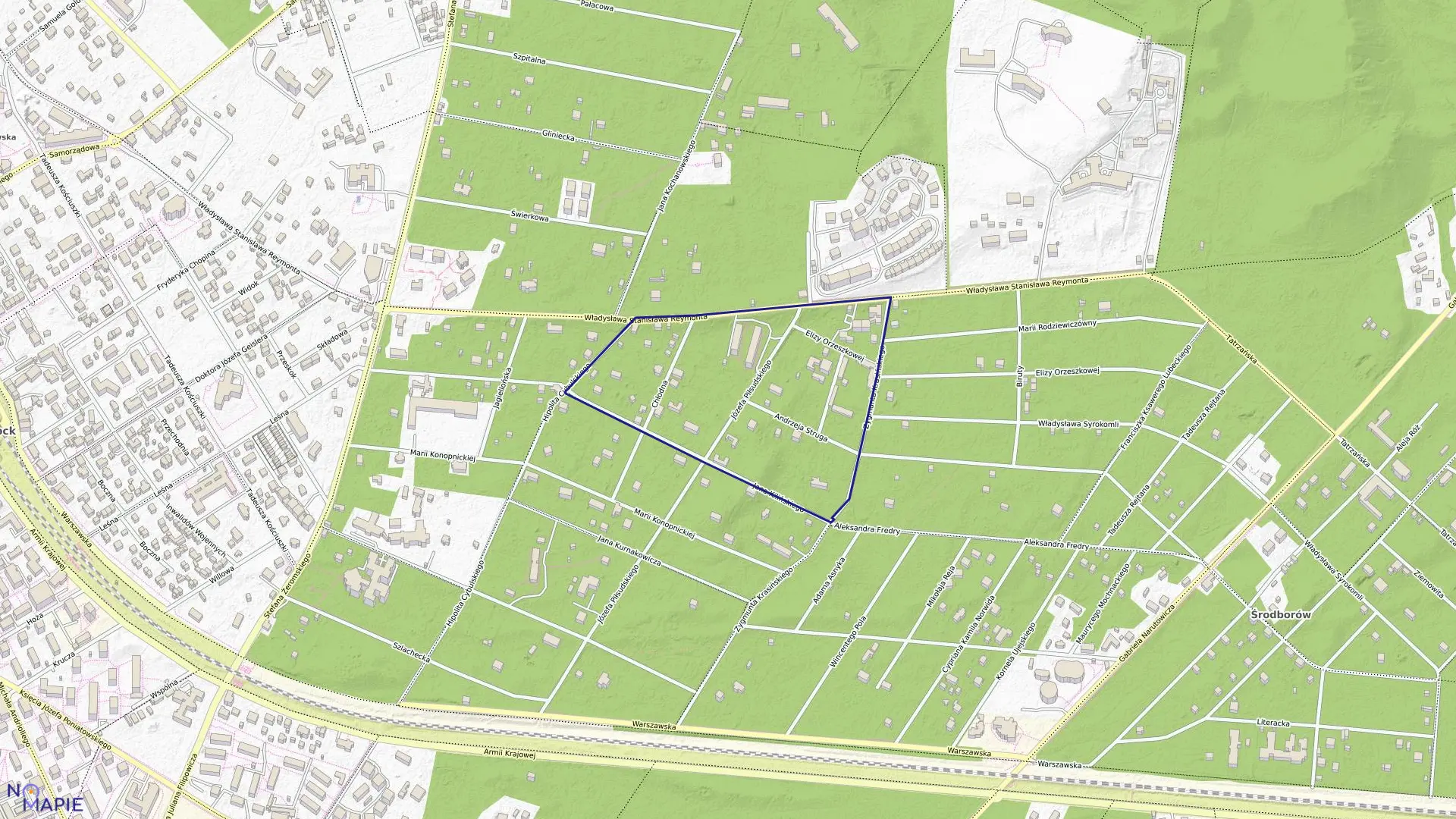 Mapa obrębu 76 w mieście Otwock