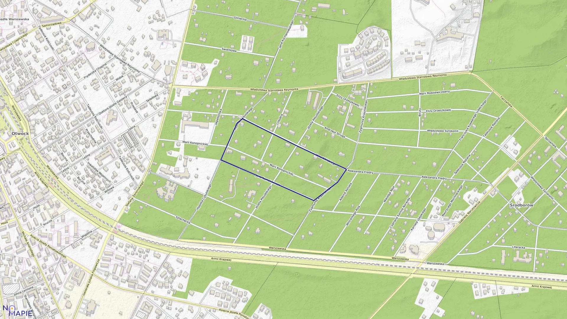 Mapa obrębu 77 w mieście Otwock