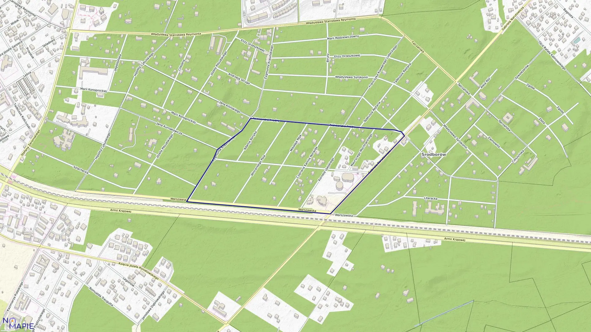 Mapa obrębu 80 w mieście Otwock