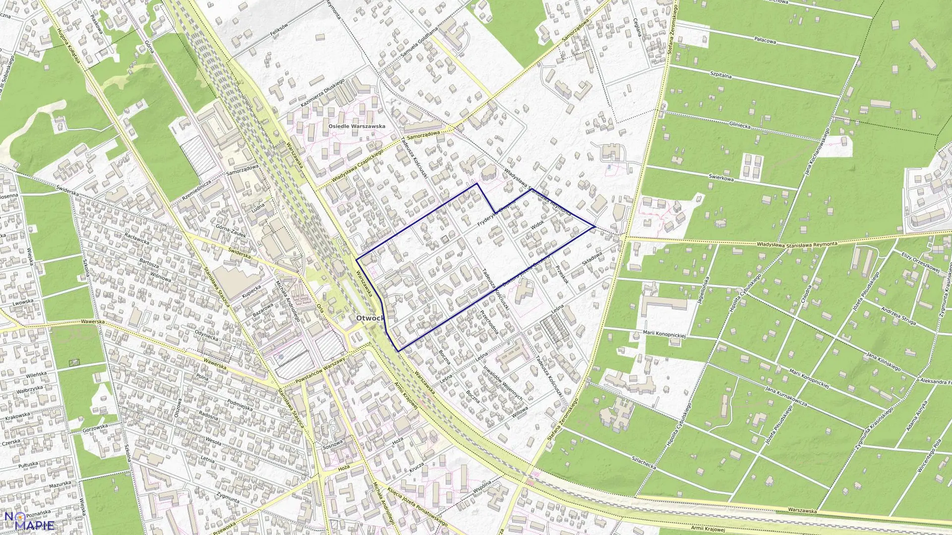 Mapa obrębu 95 w mieście Otwock